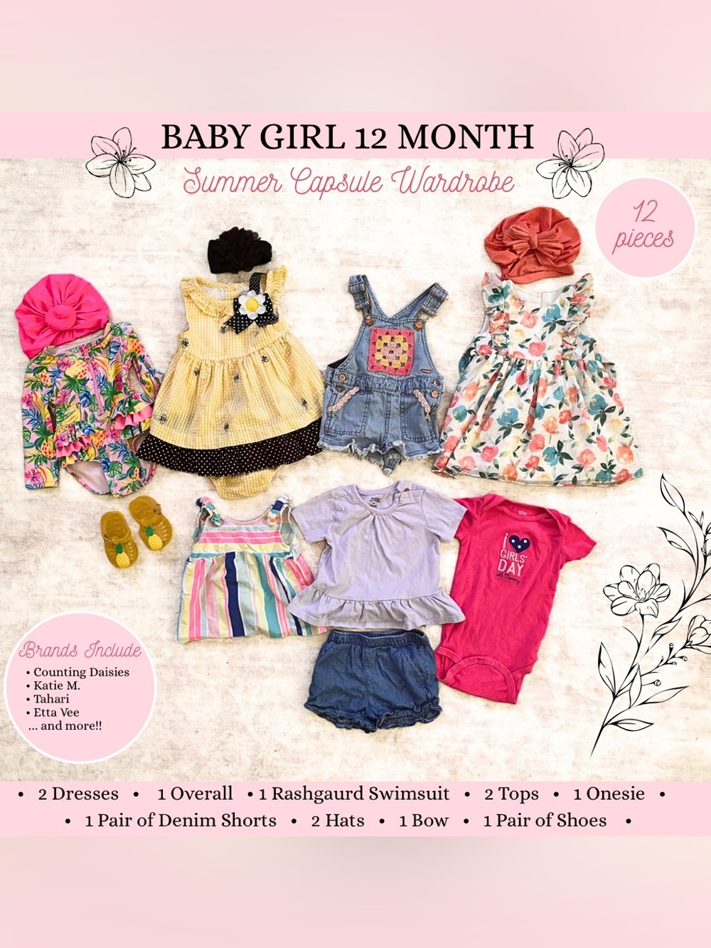 Baby Girl 12 Month Clothing | Summer Capsule Wardrobe | Boutique Brands Included